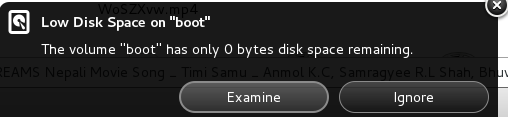 Low Disk Space on "boot" error