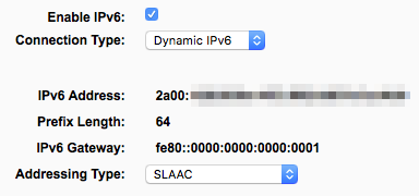 IPv6 WAN settings