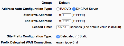 IPv6 LAN settings (DHCPv6)