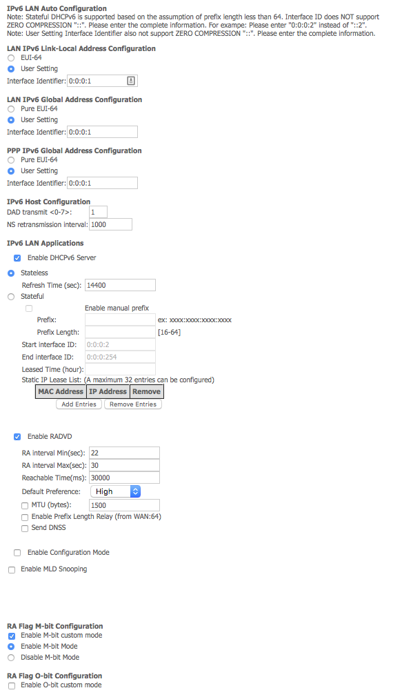 IPv6 LAN Auto Configuration of the house router