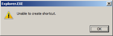 Unable to create shortcut.