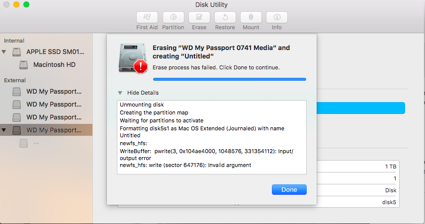 Picture of Disk Utility Errors