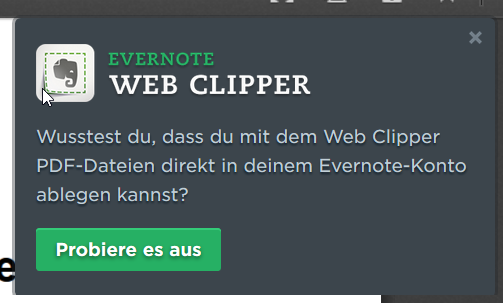 Evernote Web Clipper Message