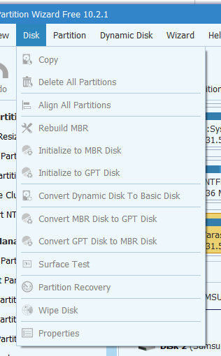 Convert to MBR greyed out