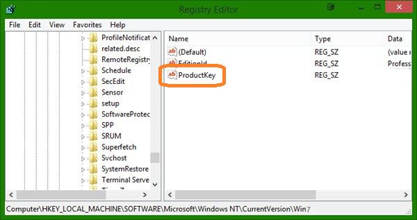 Windows 7 Product Key in Registry