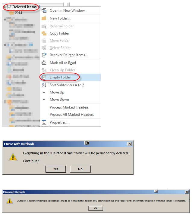 Outlook 2013 Client Empty Folder