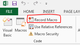 Macro Recorder in Toolbar from MS Excel 2013