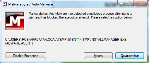Adware install attempt during System Information for Windows program install, blocked by MalwareBytes Anti-Malware