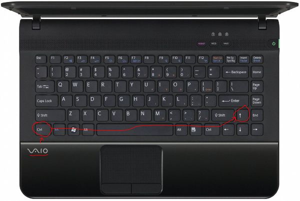 keys on vaio laptop