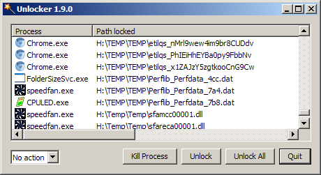 Unlocker showing processes with open handles