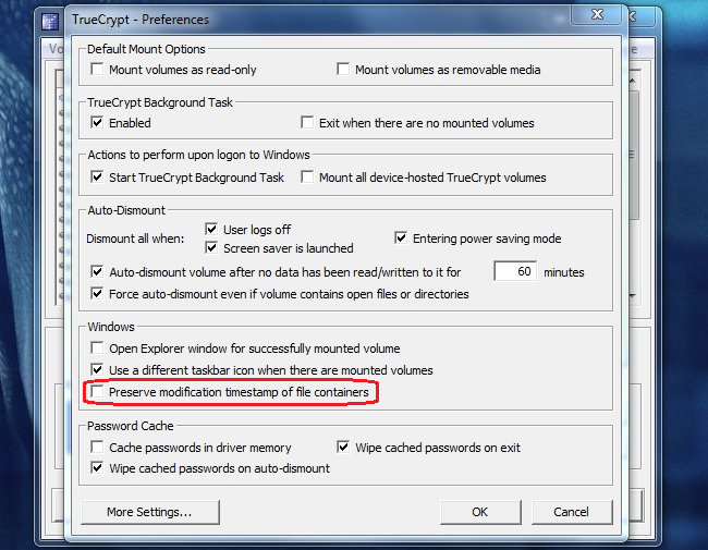 Preserve modification timestamp of file containers