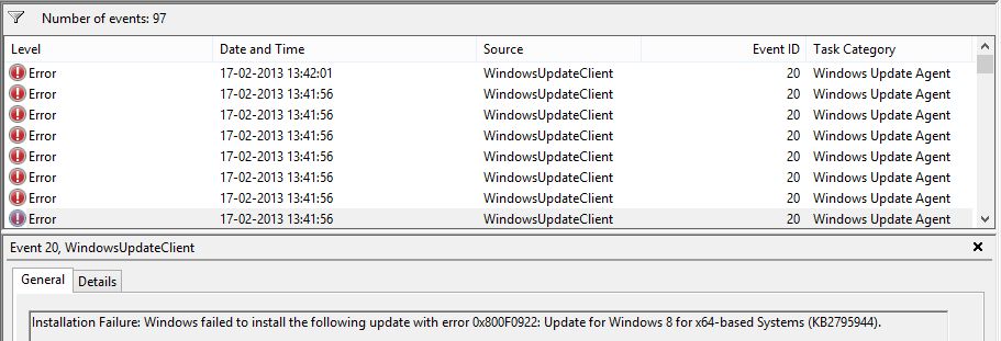 Windows error log viewer
