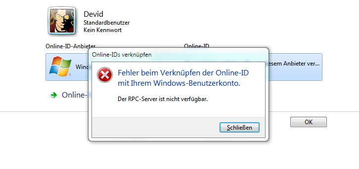 Windows ID RPC Server not Available