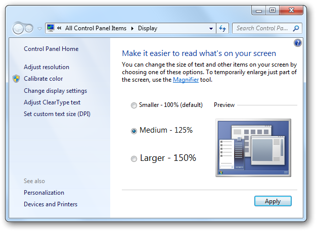 Windows DPI settings