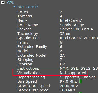 Speccy - Virtualization Not Supported