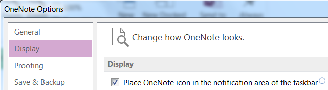 OneNote display options
