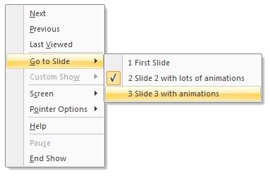 PowerPoint in show context menu