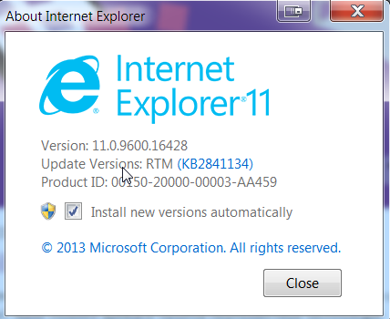 My IE version