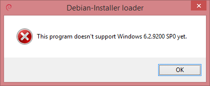 This program doesn't support Windows 6.2.9200 SP0 yet.