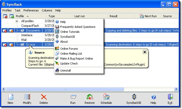 Screenshot Syncback freeware