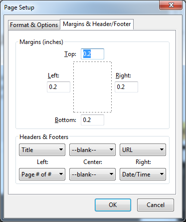 FF Page setup dialog