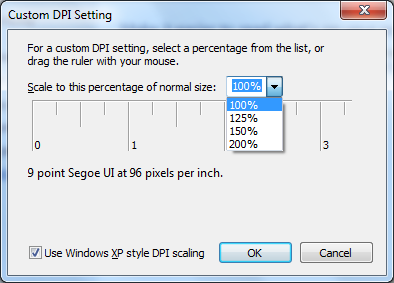 Windows 7 "Custom DPI Setting" dialog