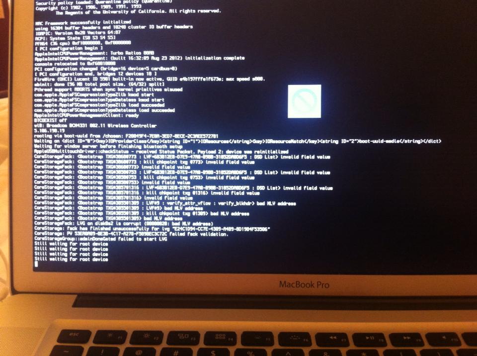 Boot failure showing fsck errors and Waiting for root device