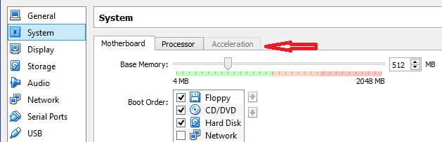 Acceleration tab greyed out