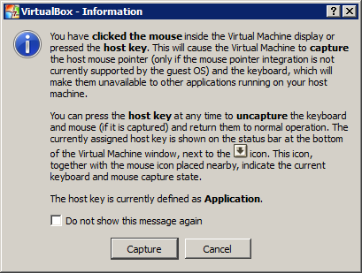 VirtualBox mouse capture warning