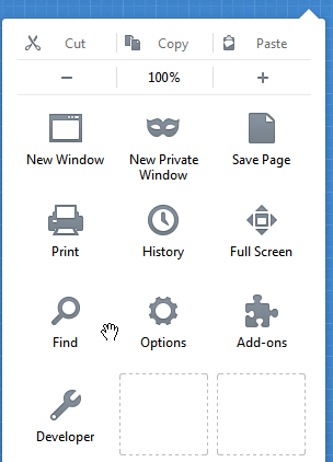 Customise Toolbar Firefox options