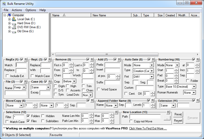 Screenshot of Bulk Rename Utility