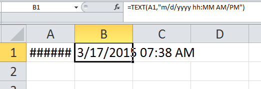 Cell with text date/time