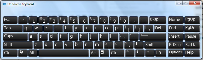 Windows 7 on-screen keyboard