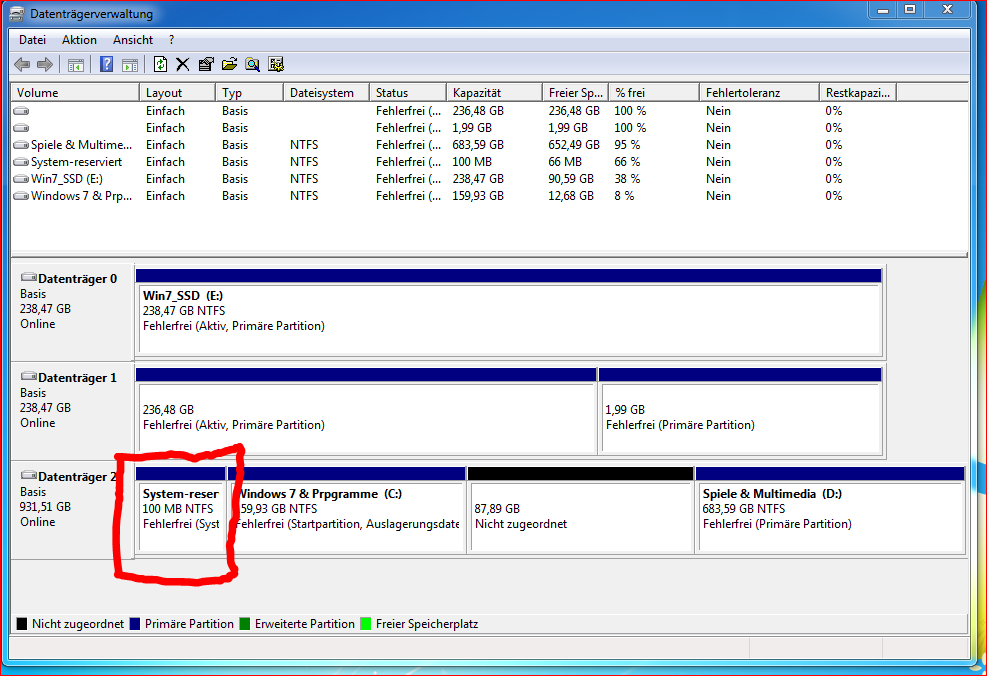 Screenshot of system-reserved disk