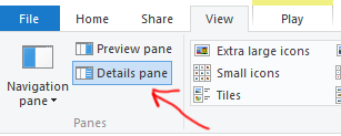 You can toggle it in View - Panes - Details Pane